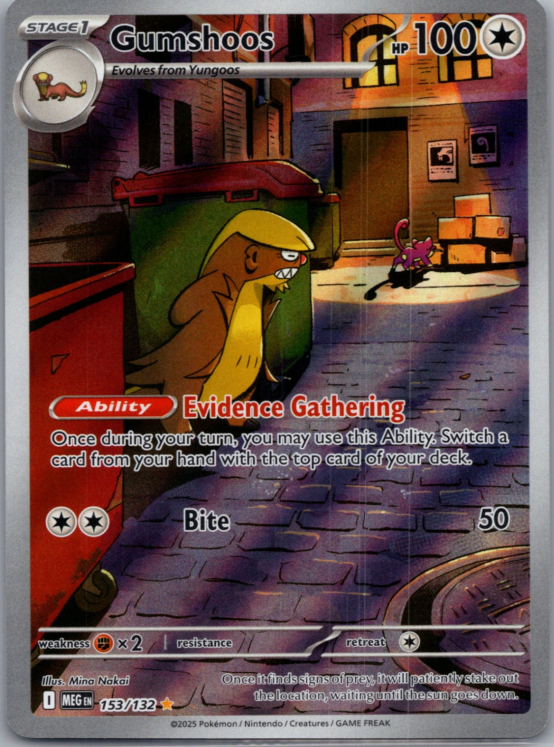 Gumshoos Holofoil Illustration Rare ME01: Mega Evolution 153/132 NM