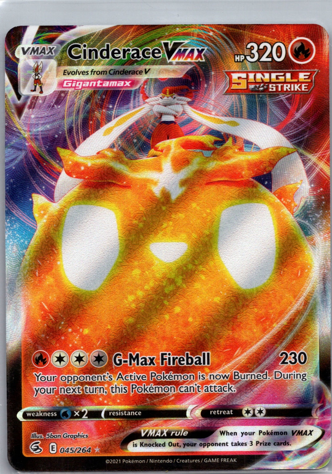 Cinderace VMAX Holofoil Ultra Rare SWSH08: Fusion Strike 045/264 NM
