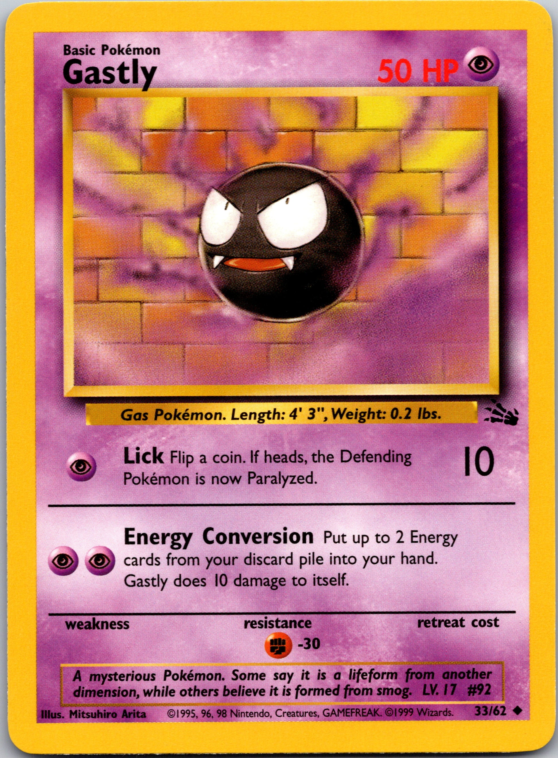 1999 Fossil 33/62 Gastly Uncommon A344