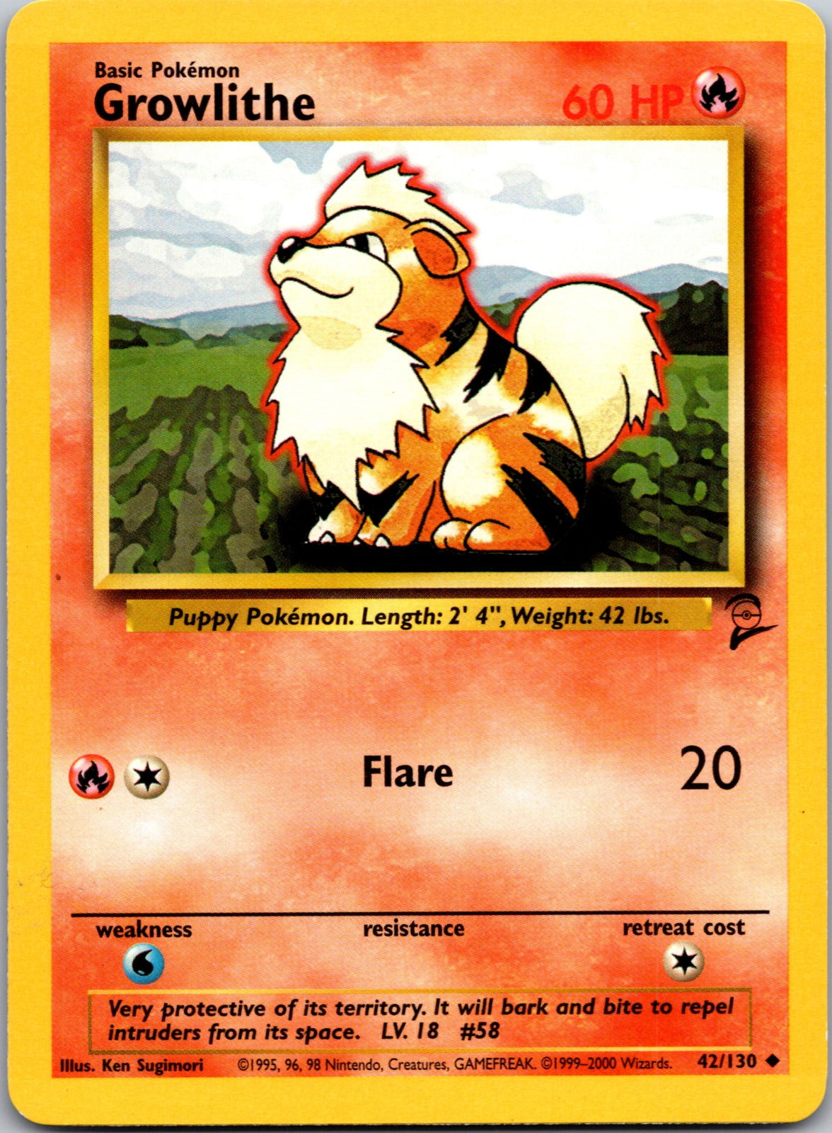 2000 Base Set 2 042/130 Growlithe LP