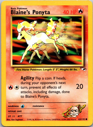 2000 Gym Heroes 063/132 Blaine's Ponyta LP