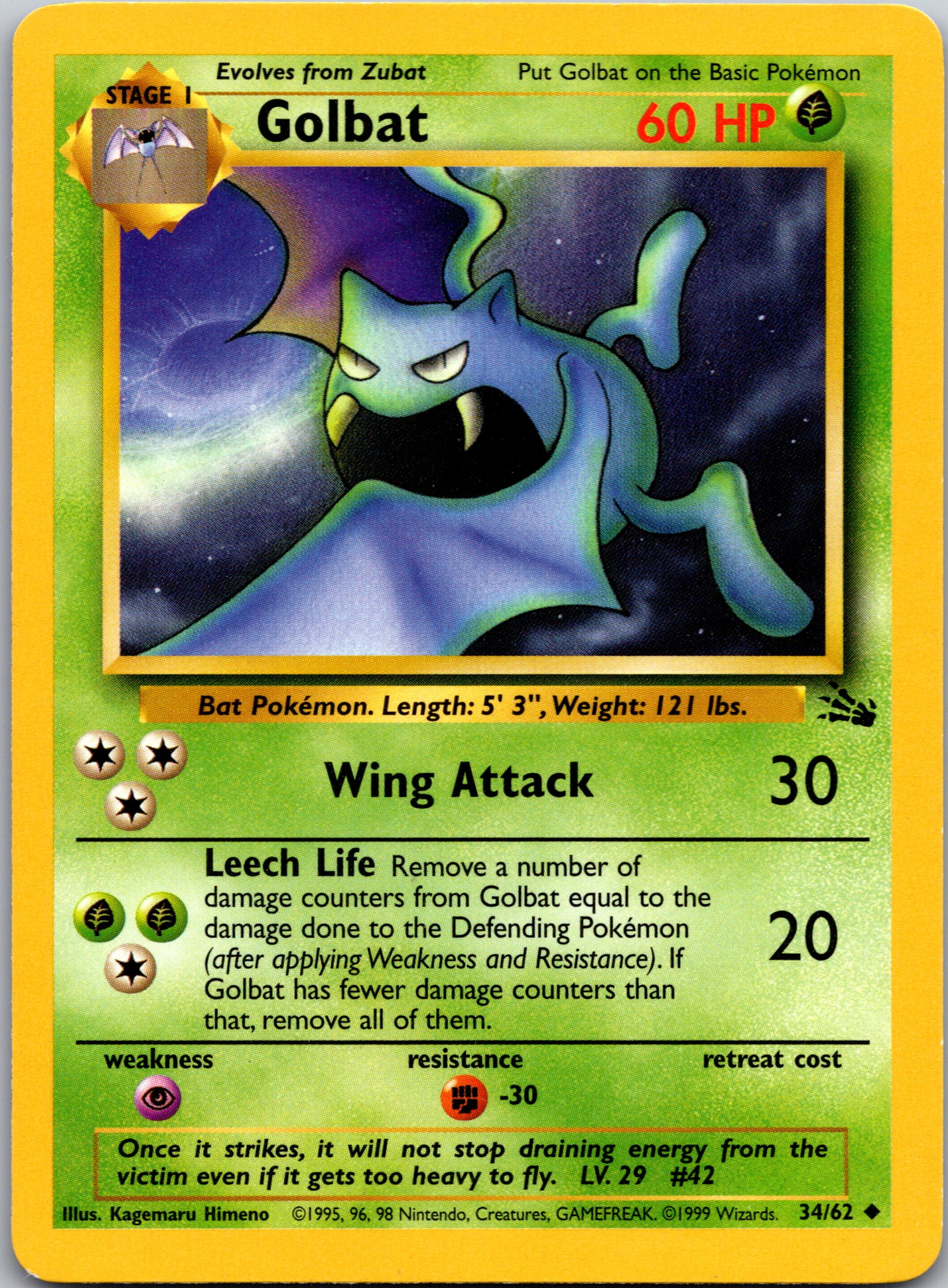 1999 Fossil 34/62 Golbat Uncommon A334