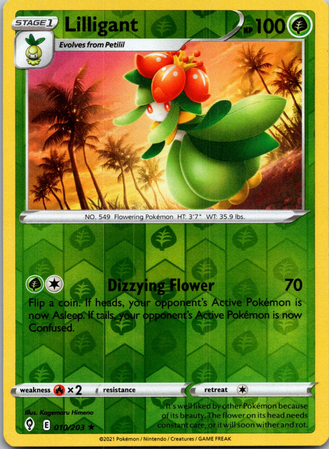 2021 SWSH07: Evolving Skies 010/203 Lilligant Reverse Holo G321