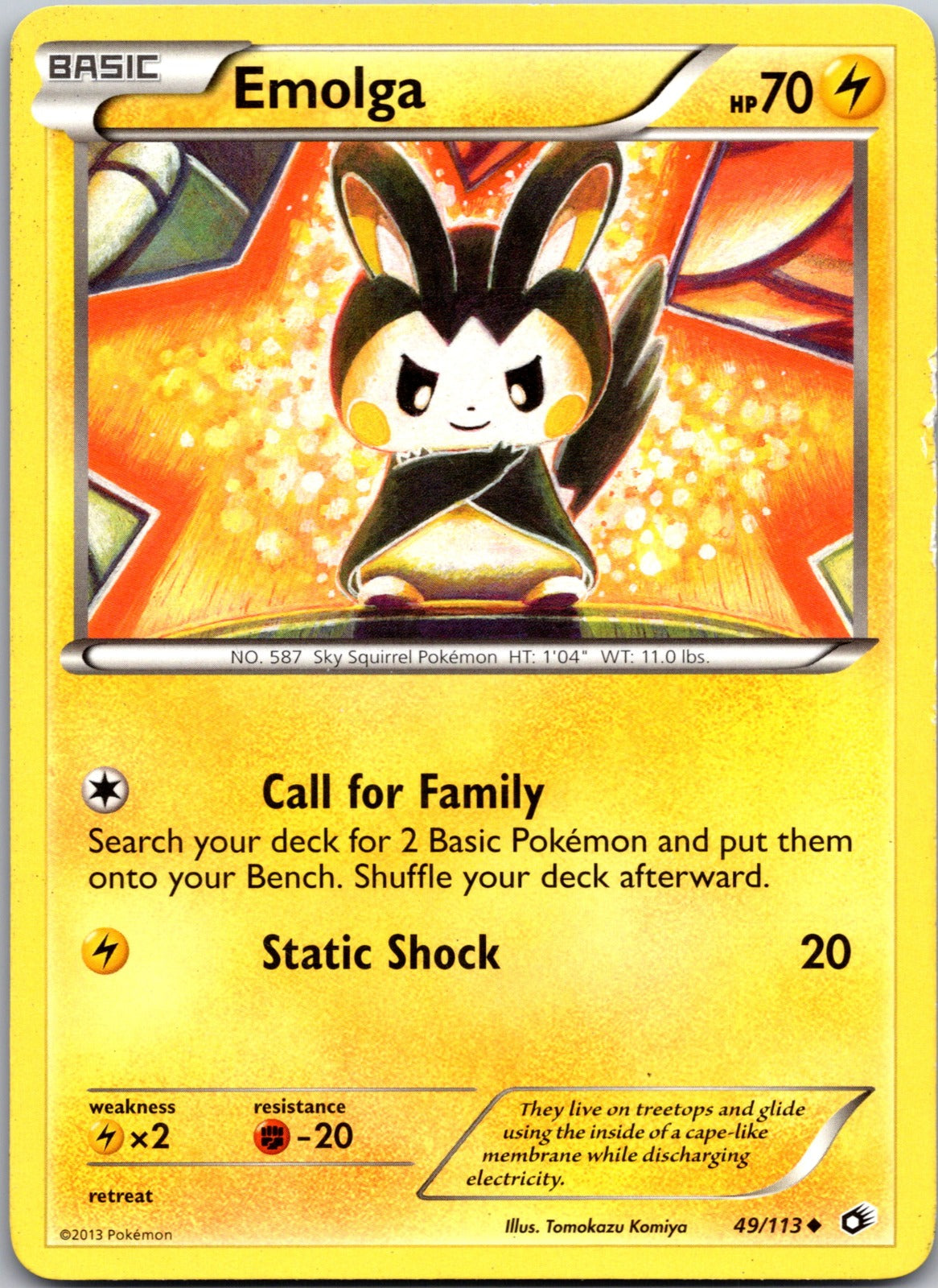 2013 Legendary Treasures 49/113 Emolga LP E143