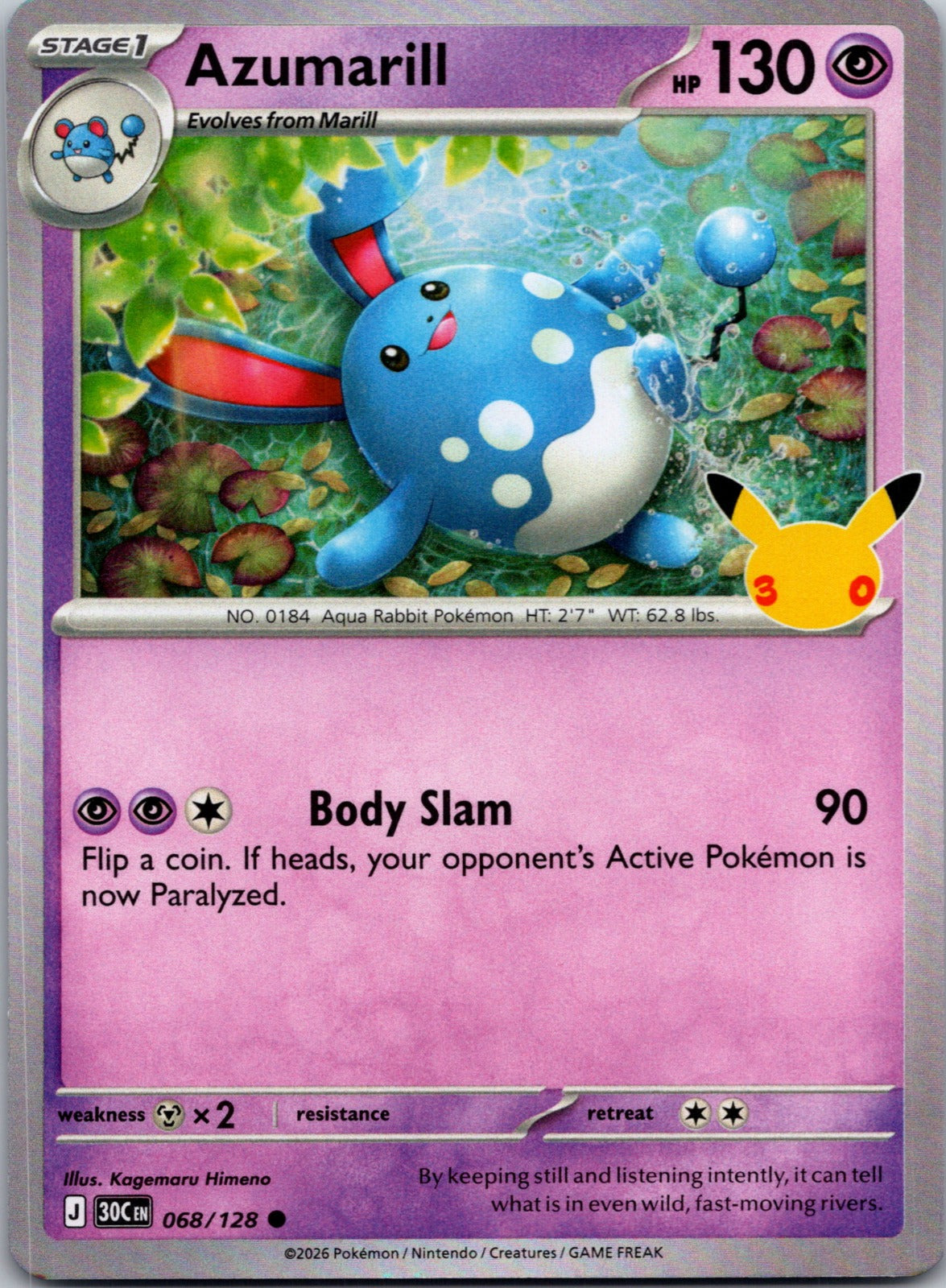 2026 ME: 30th Celebration 068/128 Azumarill LP