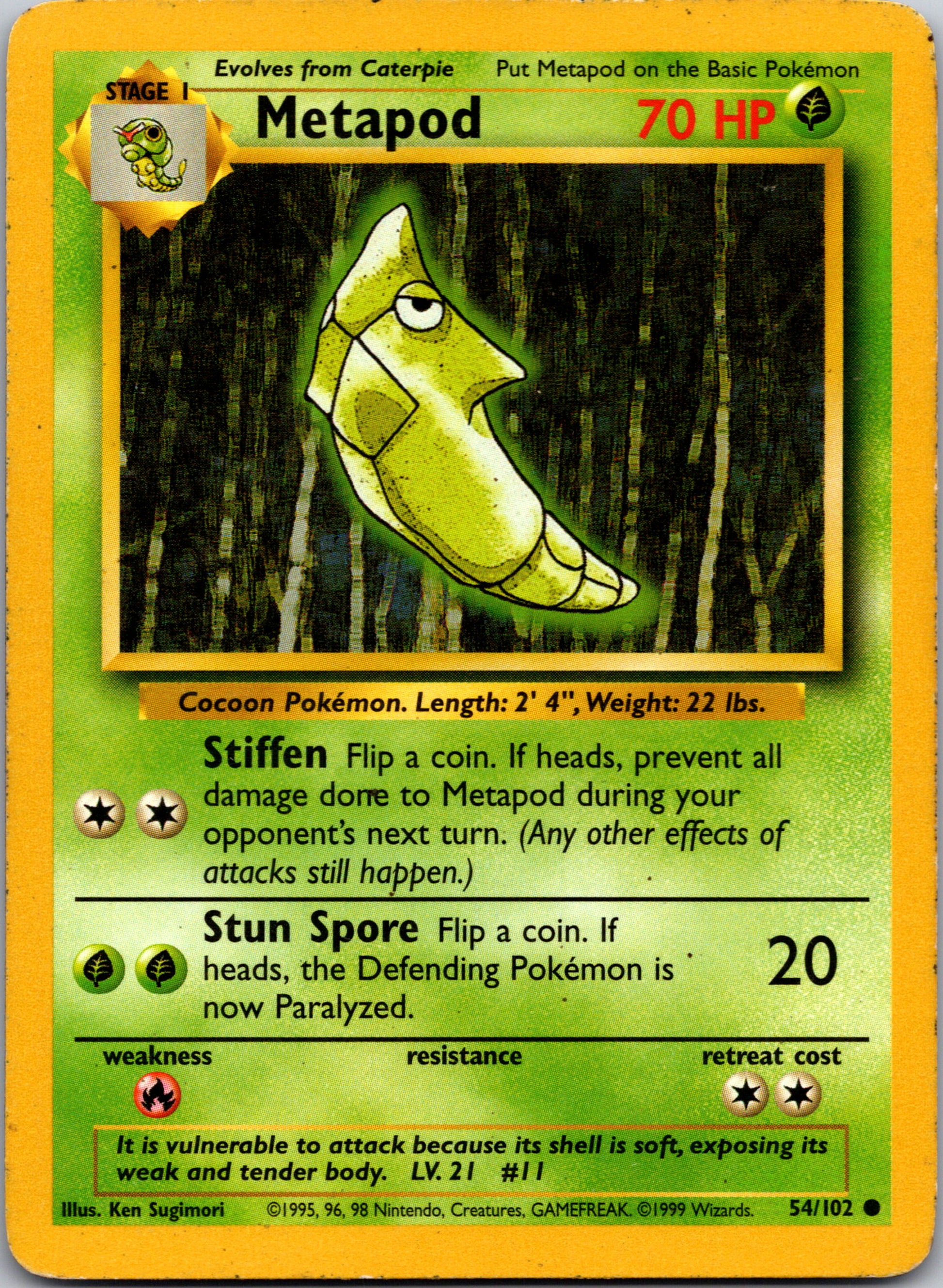 1999 Base Set 054/102 Metapod Common A284