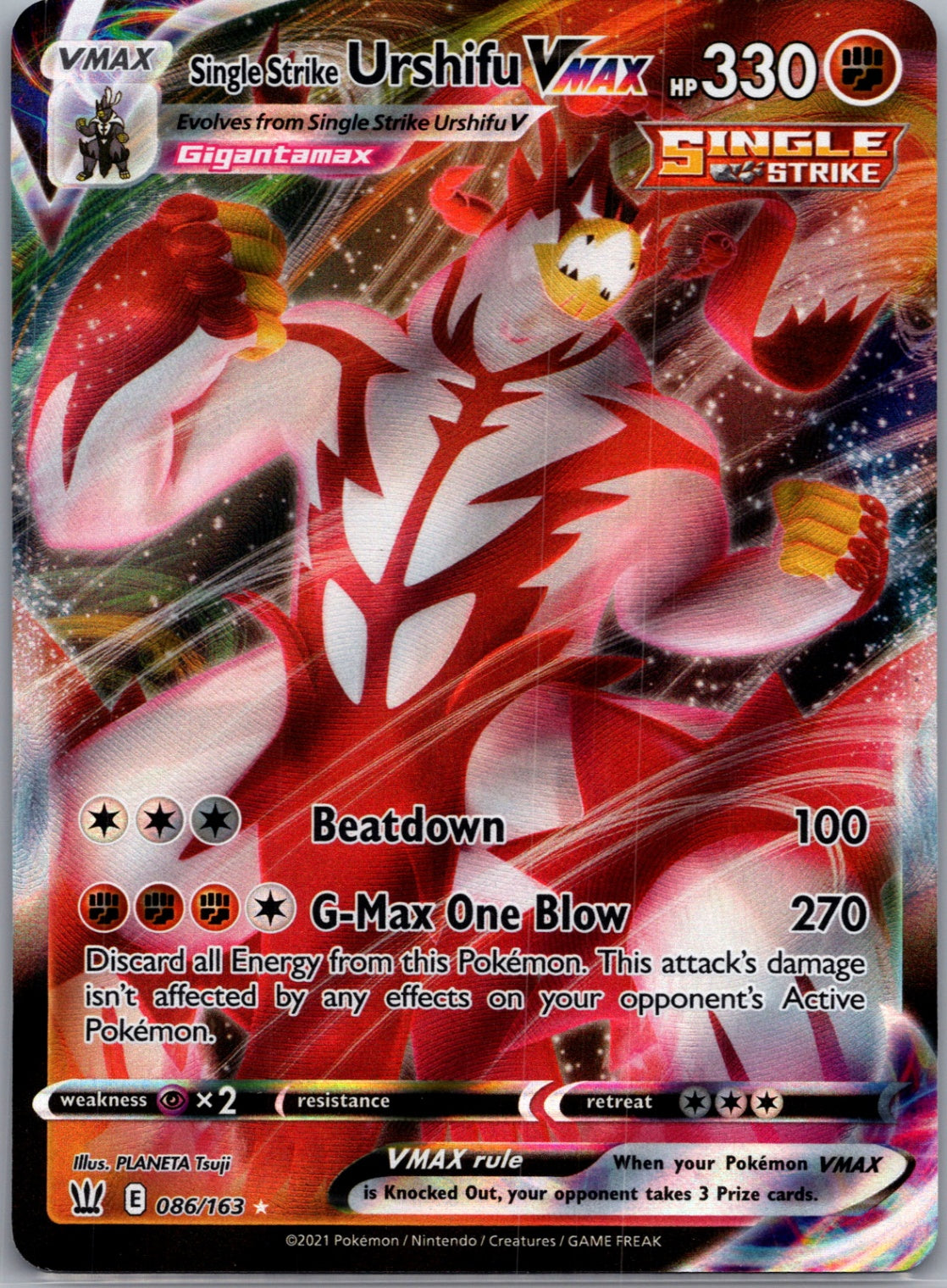 2021 SWSH05: Battle Styles 086/163 Single Strike Urshifu VMAX Ultra Rare D288