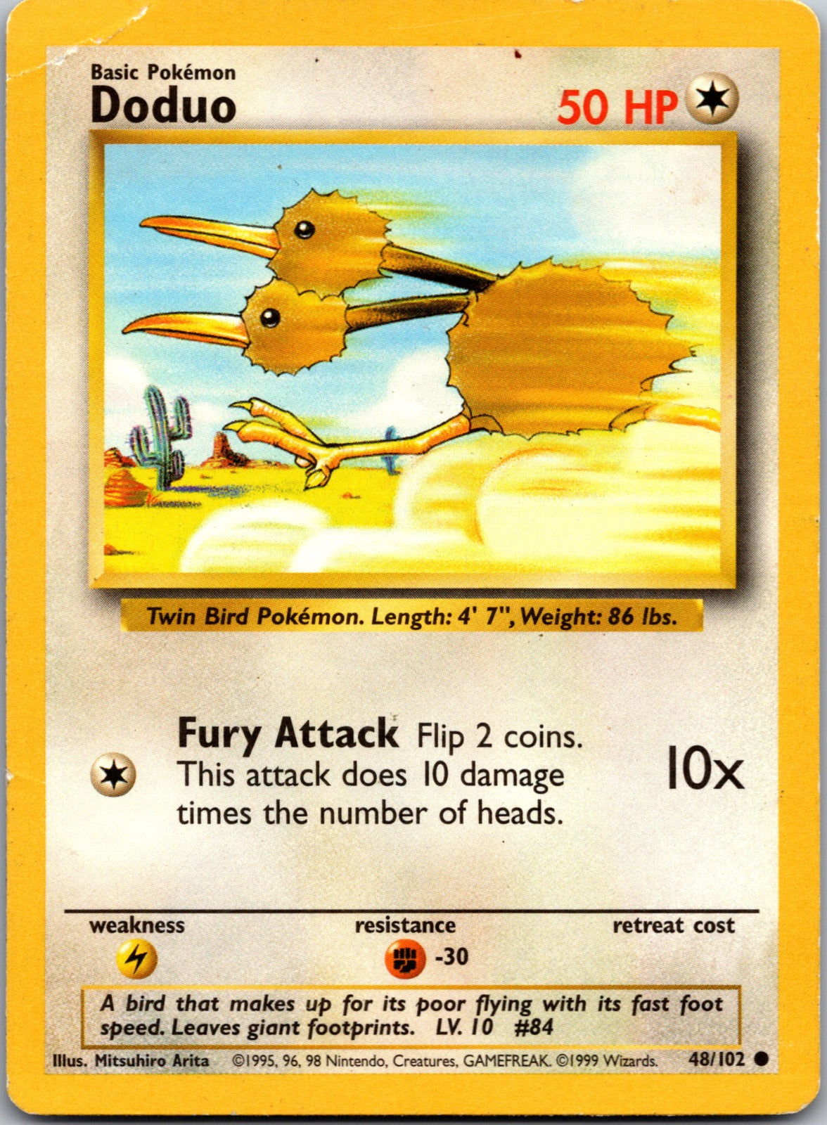1999 Base Set (Shadowless) 048/102 Doduo LP