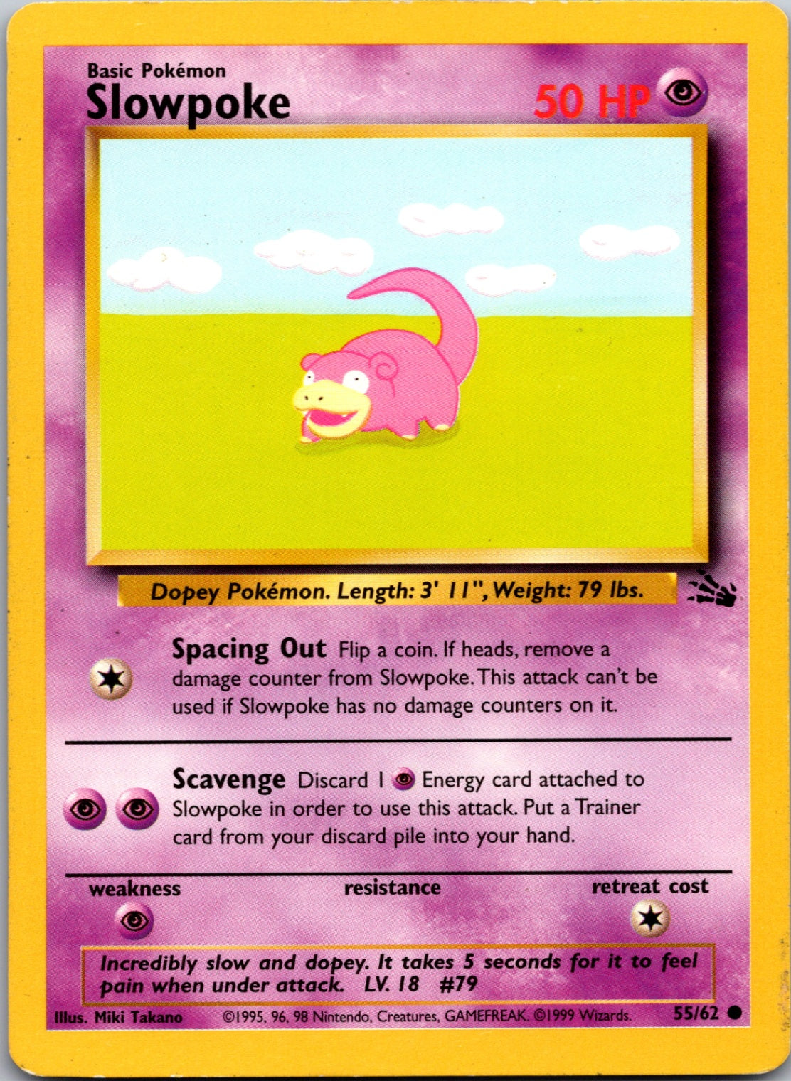 1999 Fossil 55/62 Slowpoke Common A124