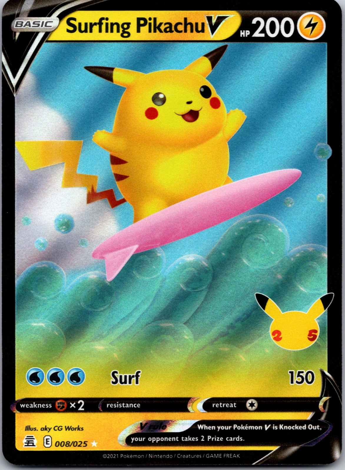 2021 Surfing Pikachu V S8a: 25th Anniversary Collection 021/028 NM