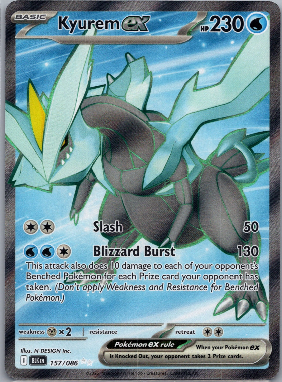 Kyurem ex Holofoil Ultra Rare SV: Black Bolt 157/086 NM