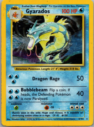 1999 Base Set 006/102 Gyarados Holo Rare G287