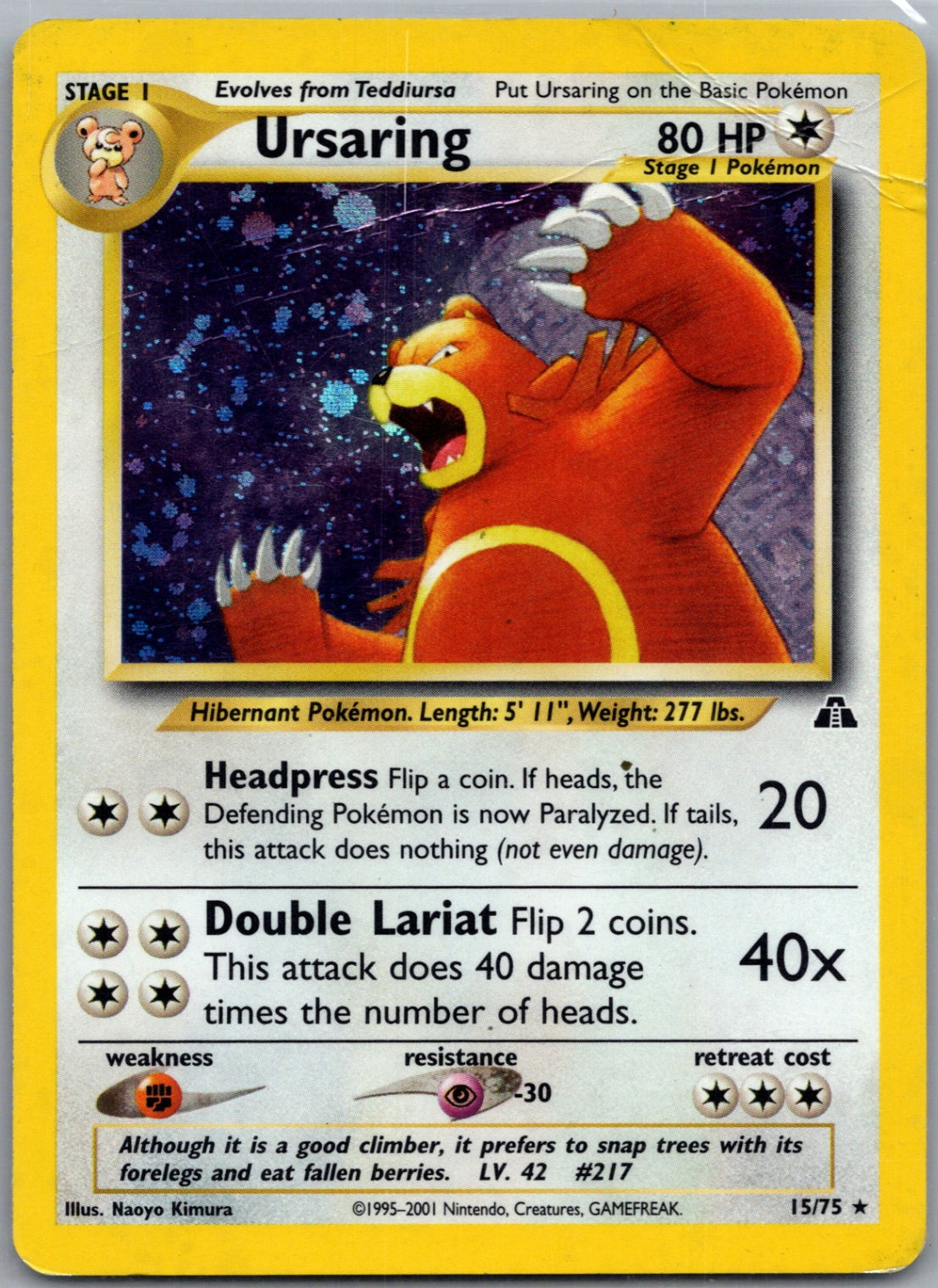 2001 Neo Discovery 15/75 Ursaring (15) Holo Rare G219