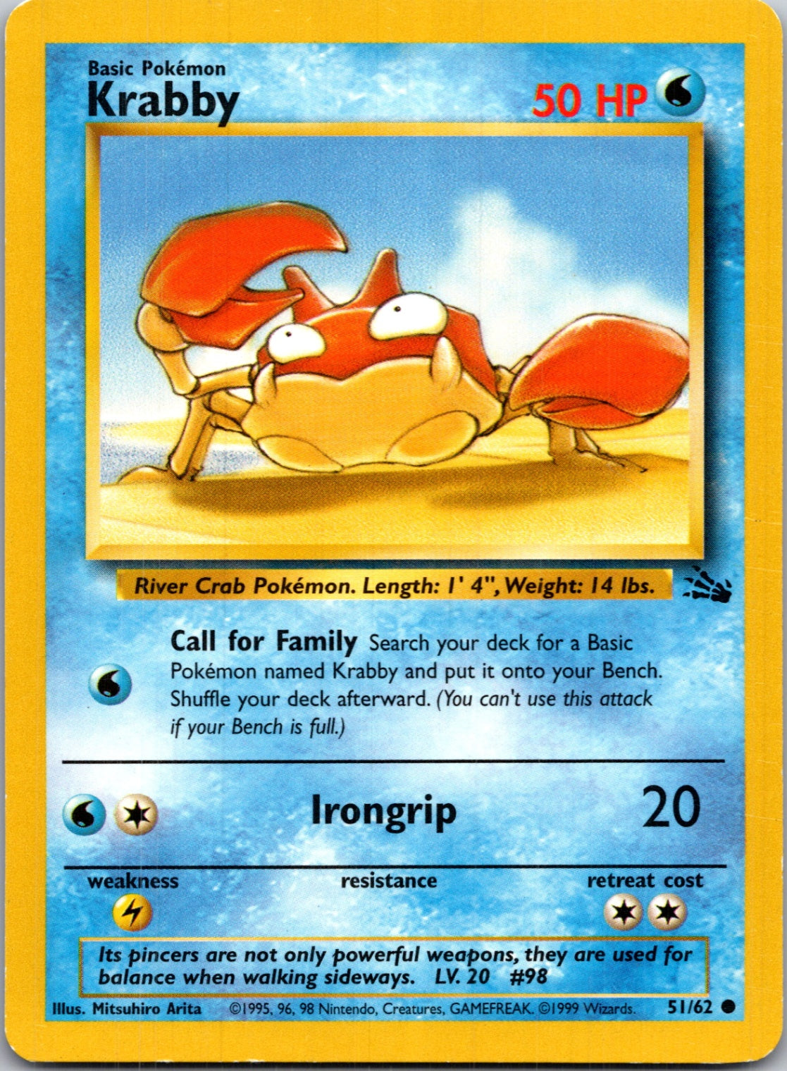 1999 Fossil #51/62 Krabby Common B241