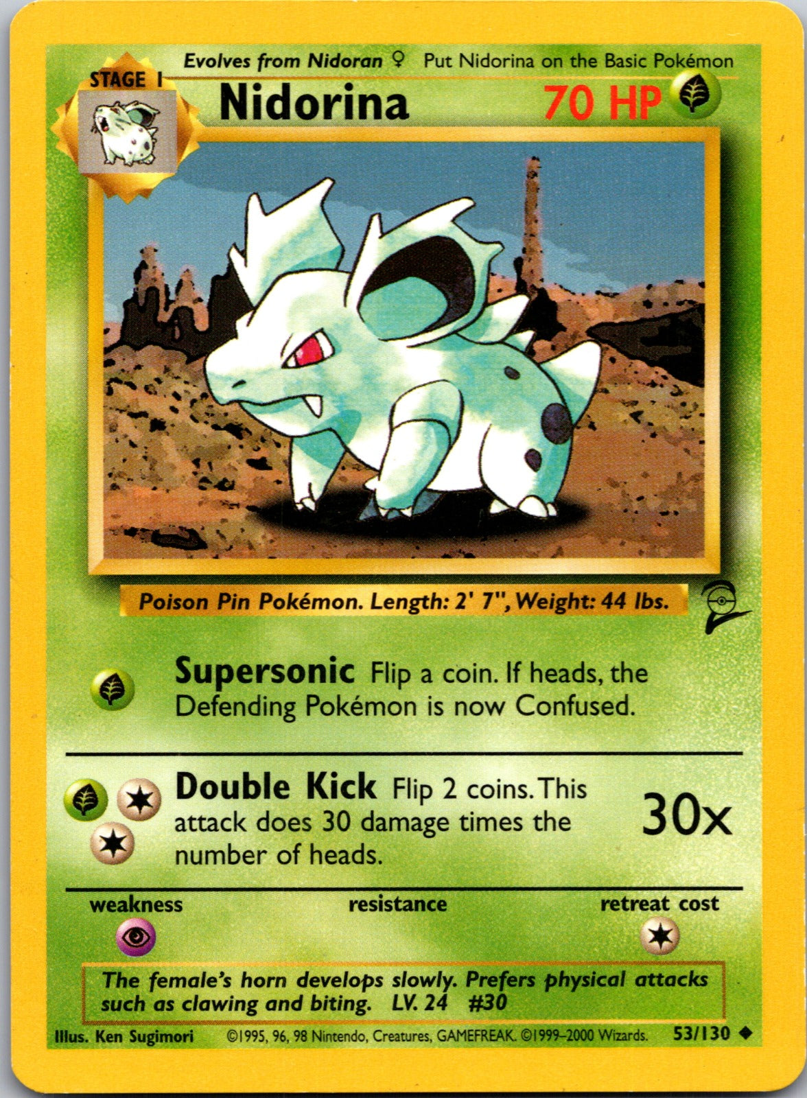 2000 Base Set 2 053/130 Nidorina LP