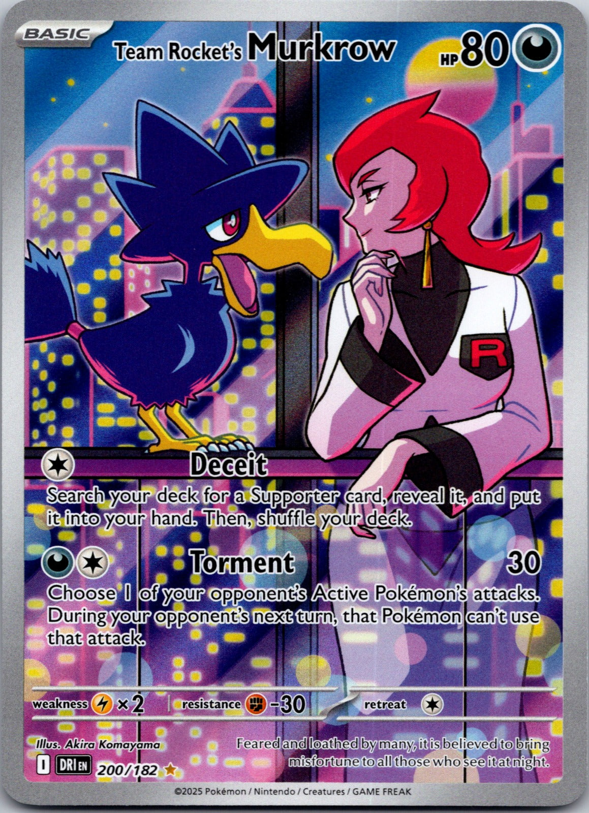 2025 SV10: Destined Rivals 200/182 Team Rocket's Murkrow NM