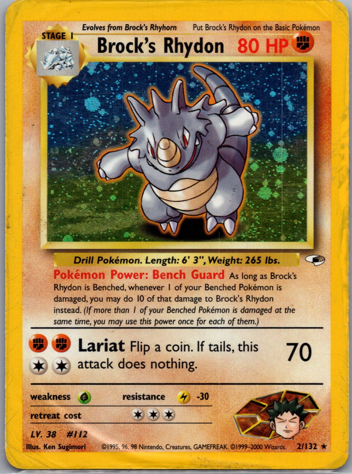 2000 Gym Heroes 002/132 Brock's Rhydon Holo Rare F67