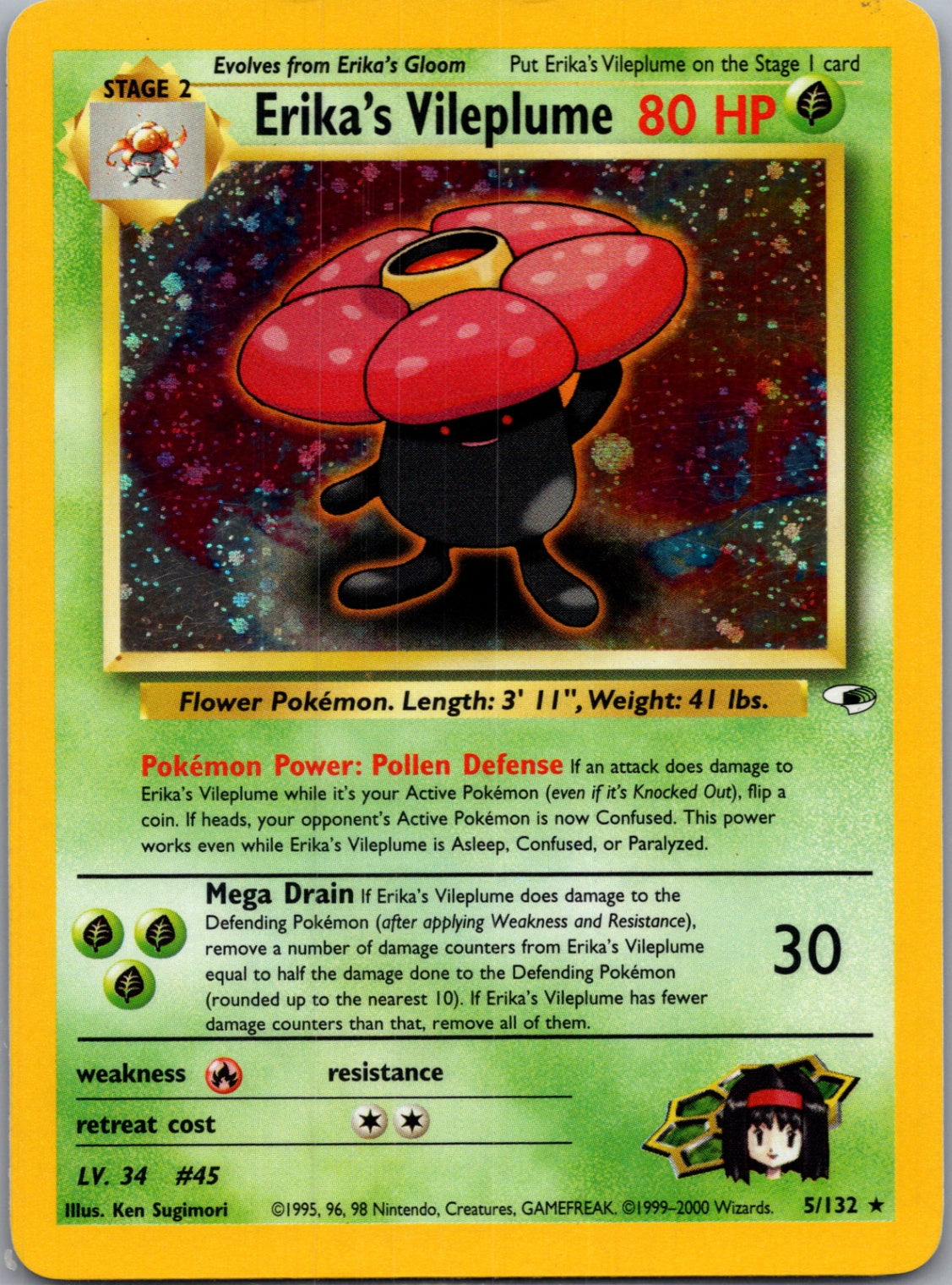2000 Gym Heroes 005/132 Erika's Vileplume Holo Rare G234