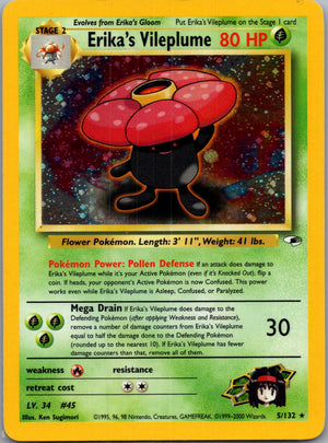 2000 Gym Heroes 005/132 Erika's Vileplume Holo Rare G234