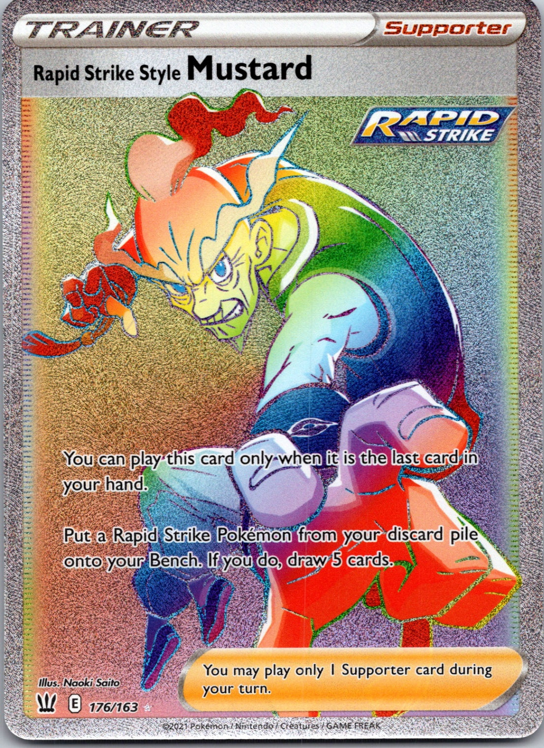 2021 SWSH05: Battle Styles 176/163 Rapid Strike Style Mustard (Secret) Secret Rare D291