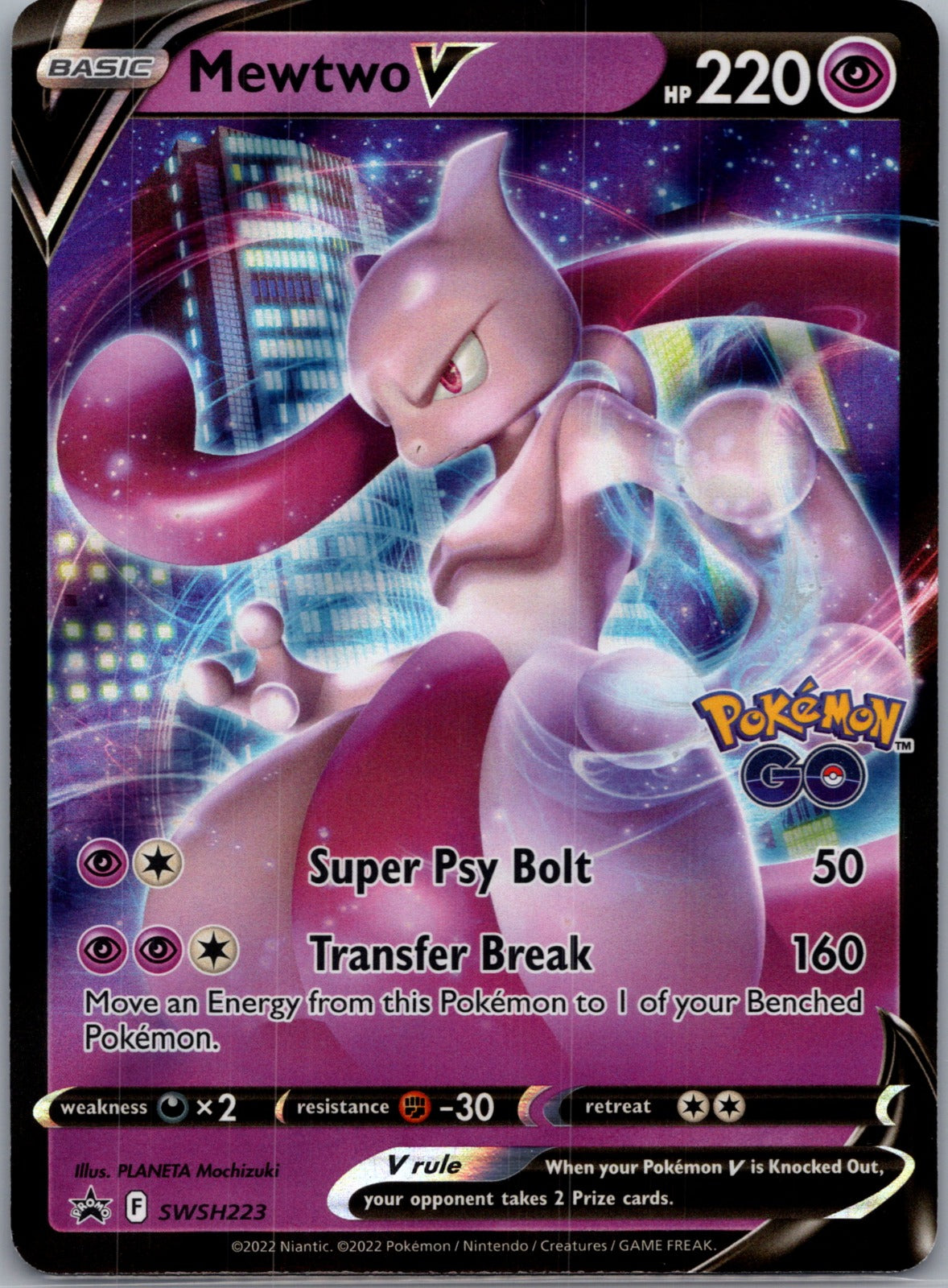 2019 SWSH: Sword and Shield Promo Cards SWSH223 Mewtwo V LP