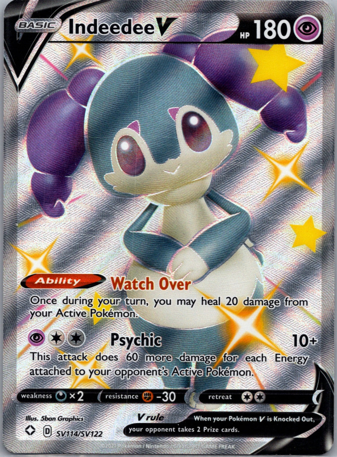 2021 Shining Fates: Shiny Vault SV114/SV122 Indeedee V Shiny Holo Rare D219