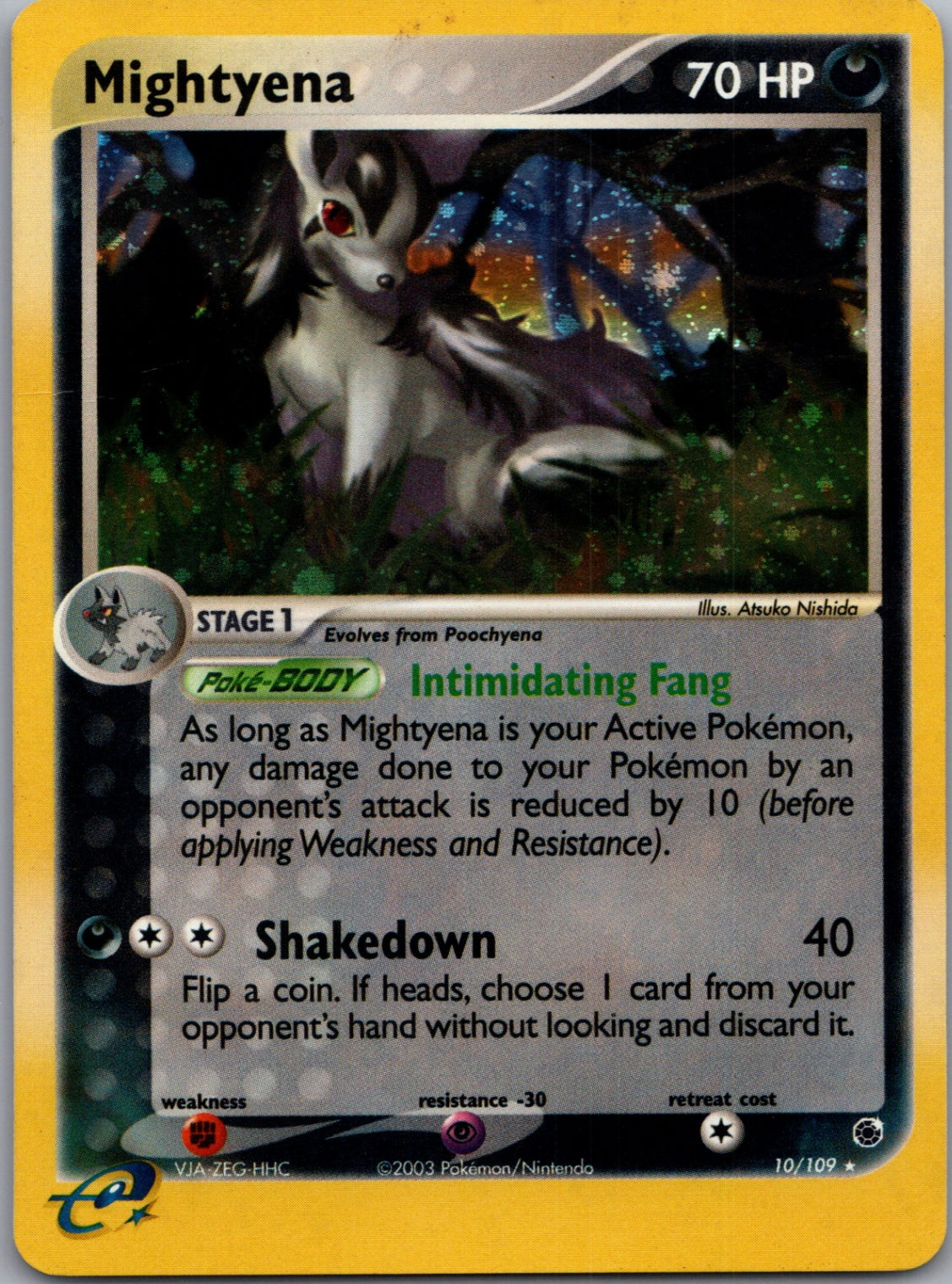 2003 Ruby and Sapphire 10/109 Mightyena Holo Rare G249
