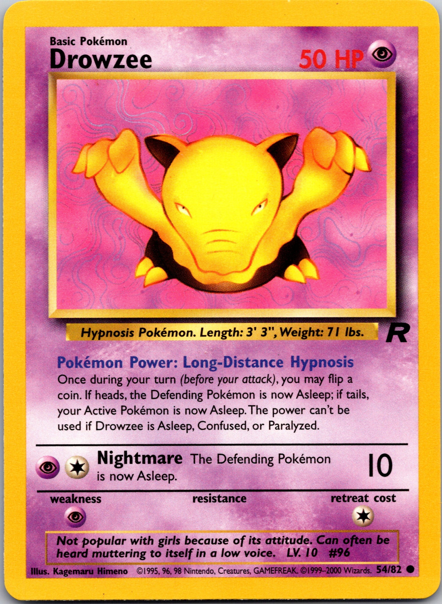 2000 Team Rocket 54/82 Drowzee Common A28