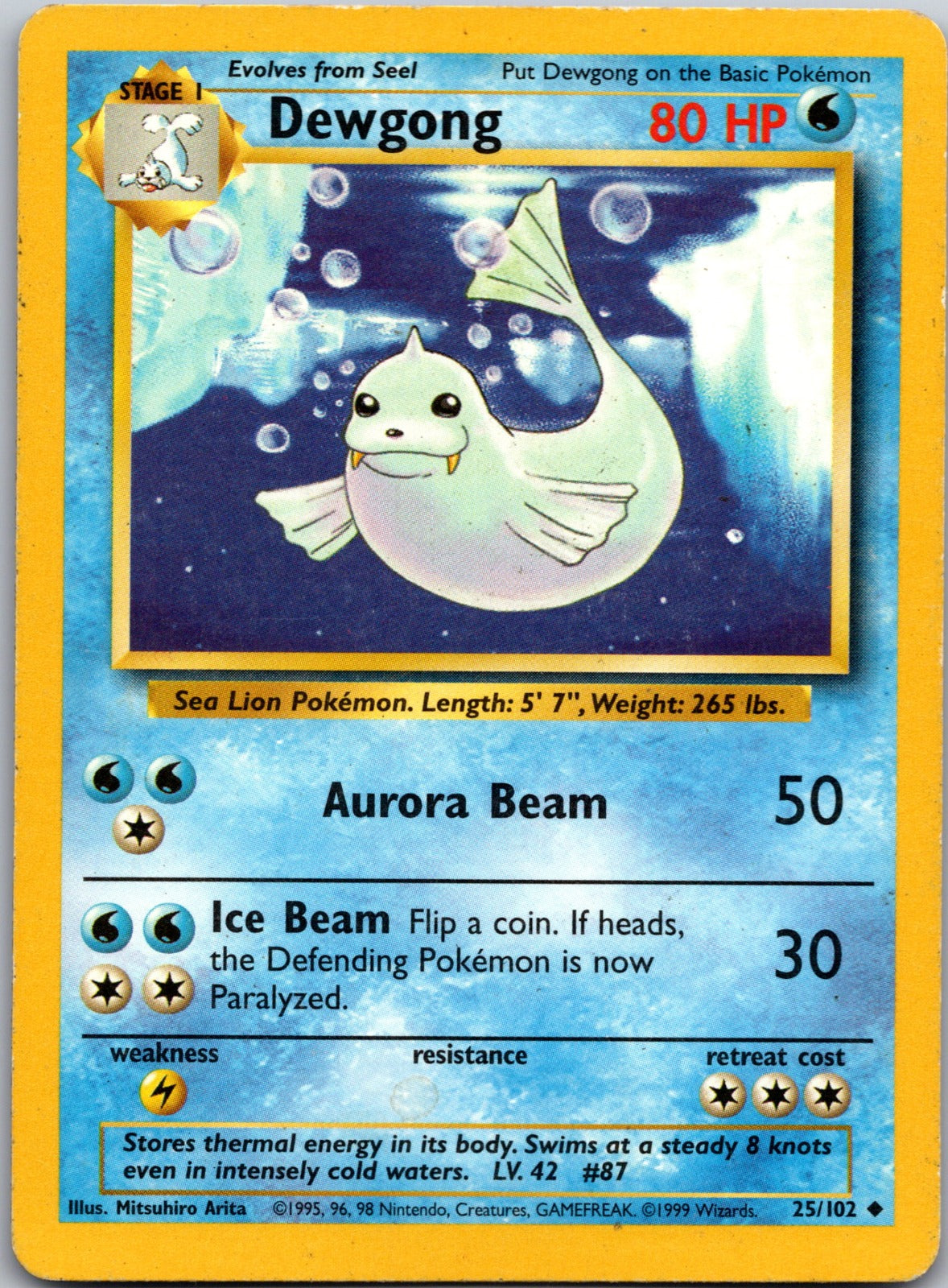 1999 Base Set 025/102 Dewgong LP Y335