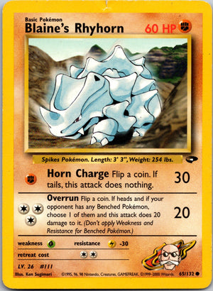 2000 Gym Challenge 065/132 Blaine's Rhyhorn LP