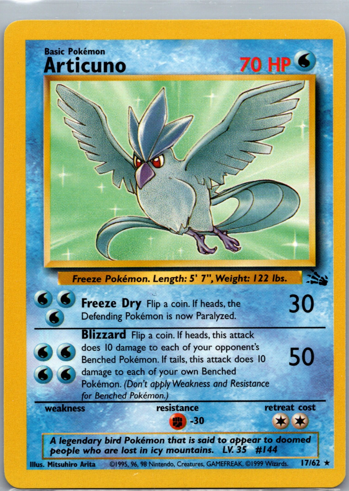 1999 Fossil 17/62 Articuno (17) LP F339