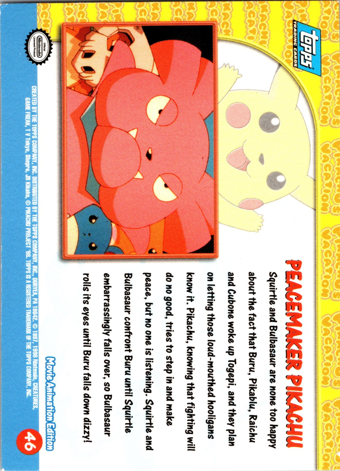 1999 Topps TV Peacemaker Pikachu [Holofoil] MP  X9