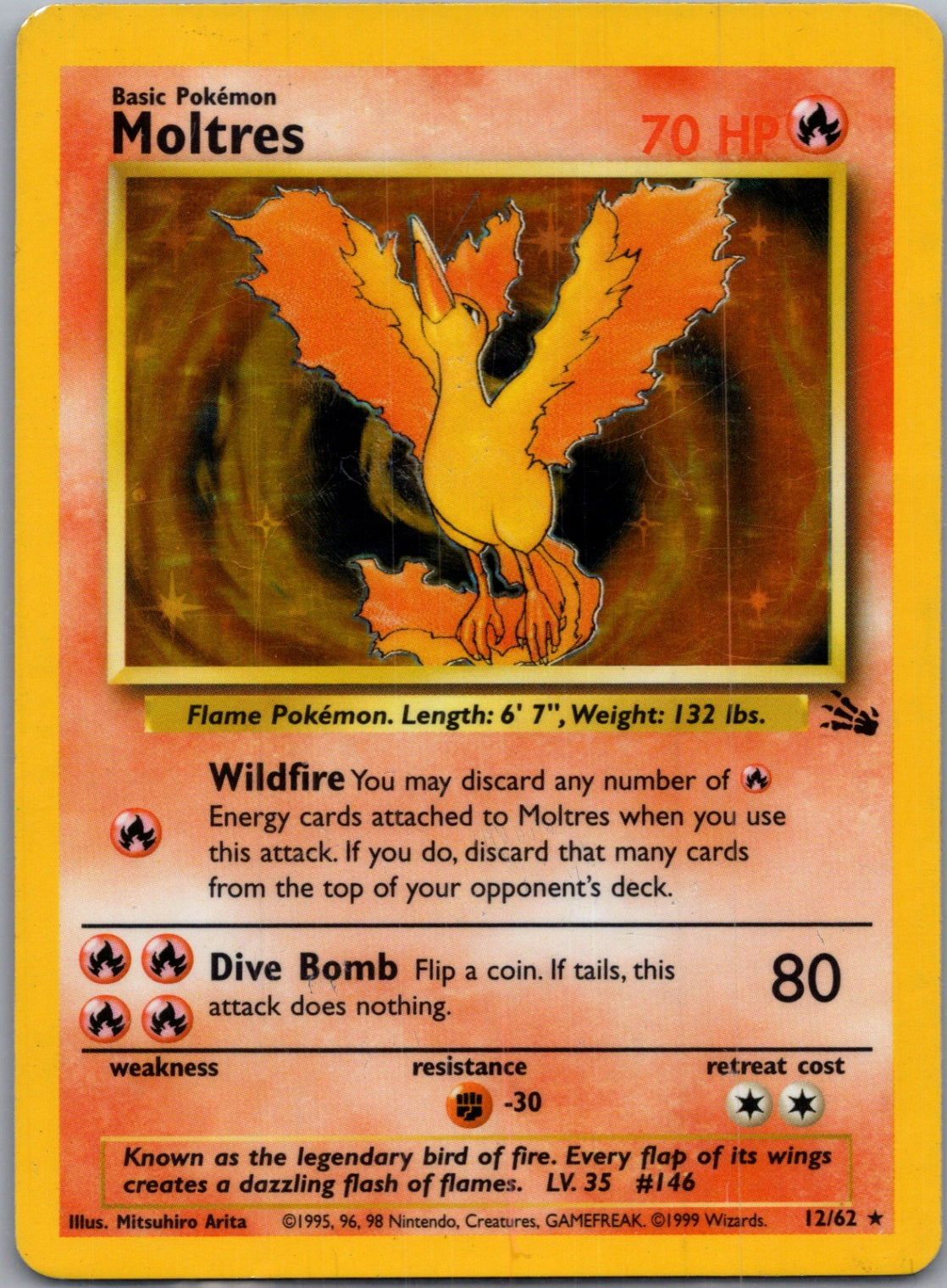 1999 Fossil 12/62 Moltres (12) Holo Rare G238