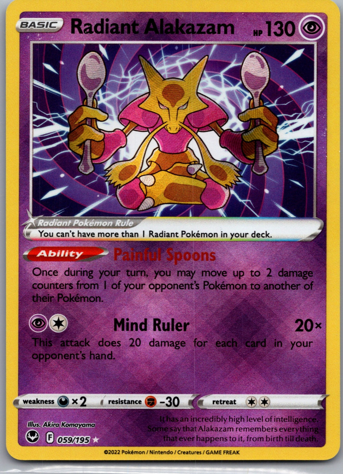 2022 SWSH12: Silver Tempest 059/195 Radiant Alakazam D282