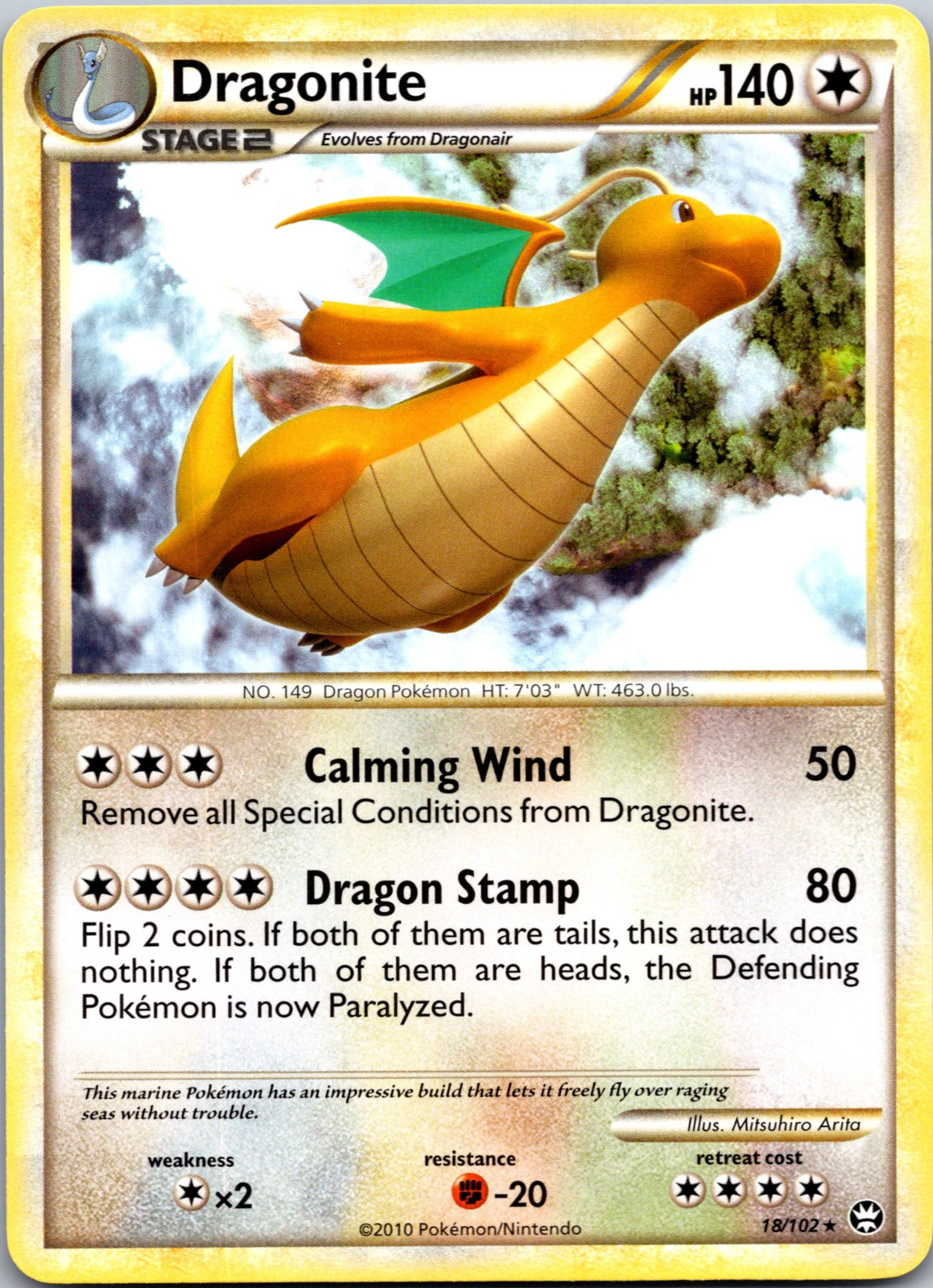 2010 Triumphant 18/102 Dragonite LP E6