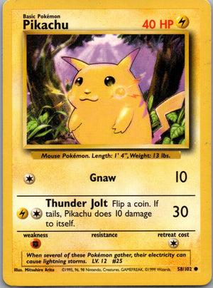 1999 Base Set 058/102 Pikachu Common A255
