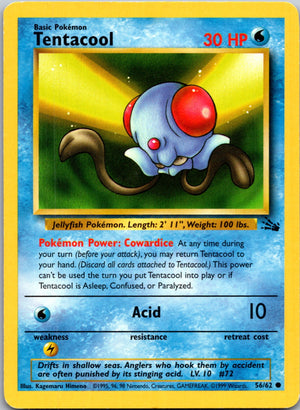 1999 Fossil #56/62 Tentacool Common B293