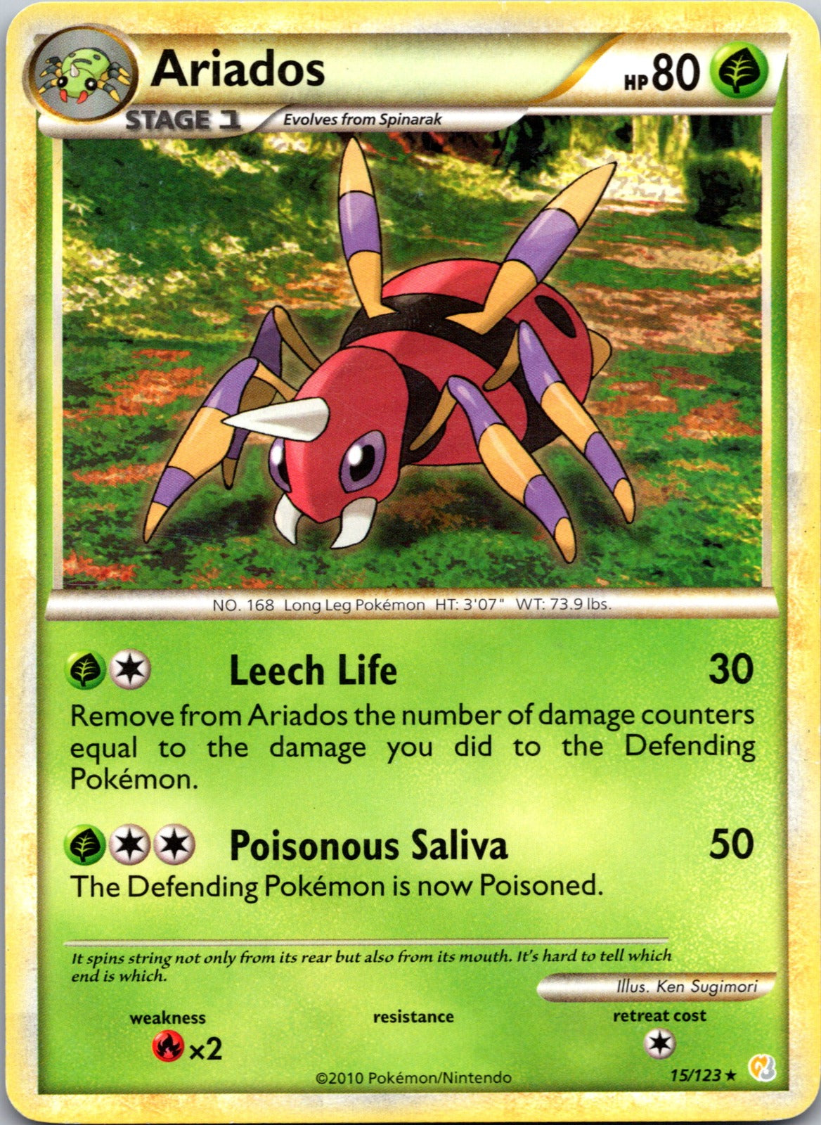 2010 HeartGold SoulSilver 15/123 Ariados LP