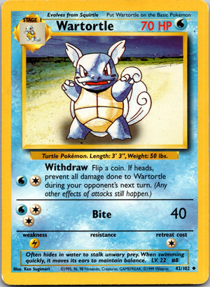 1999 Base Set  042/102 Wartortle Uncommon M350