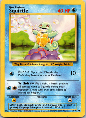 1999 Base Set  063/102 Squirtle Common M346