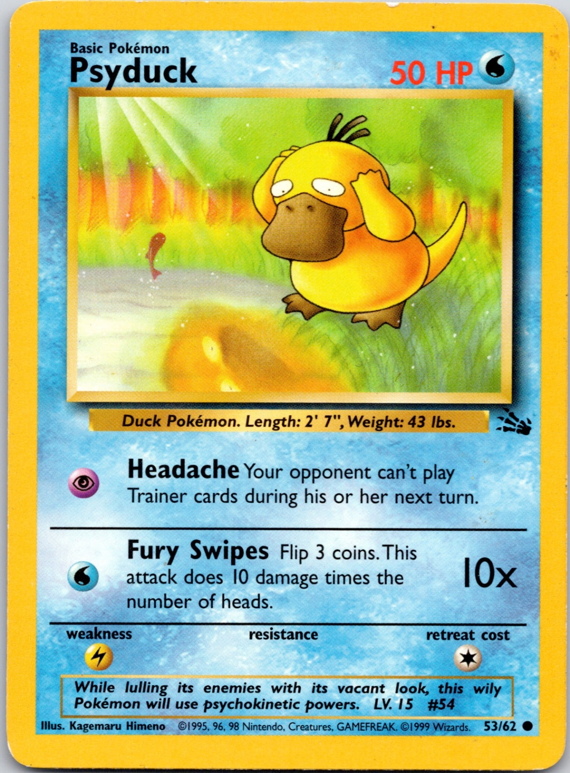 1999 Fossil #53/62 Psyduck Common A12