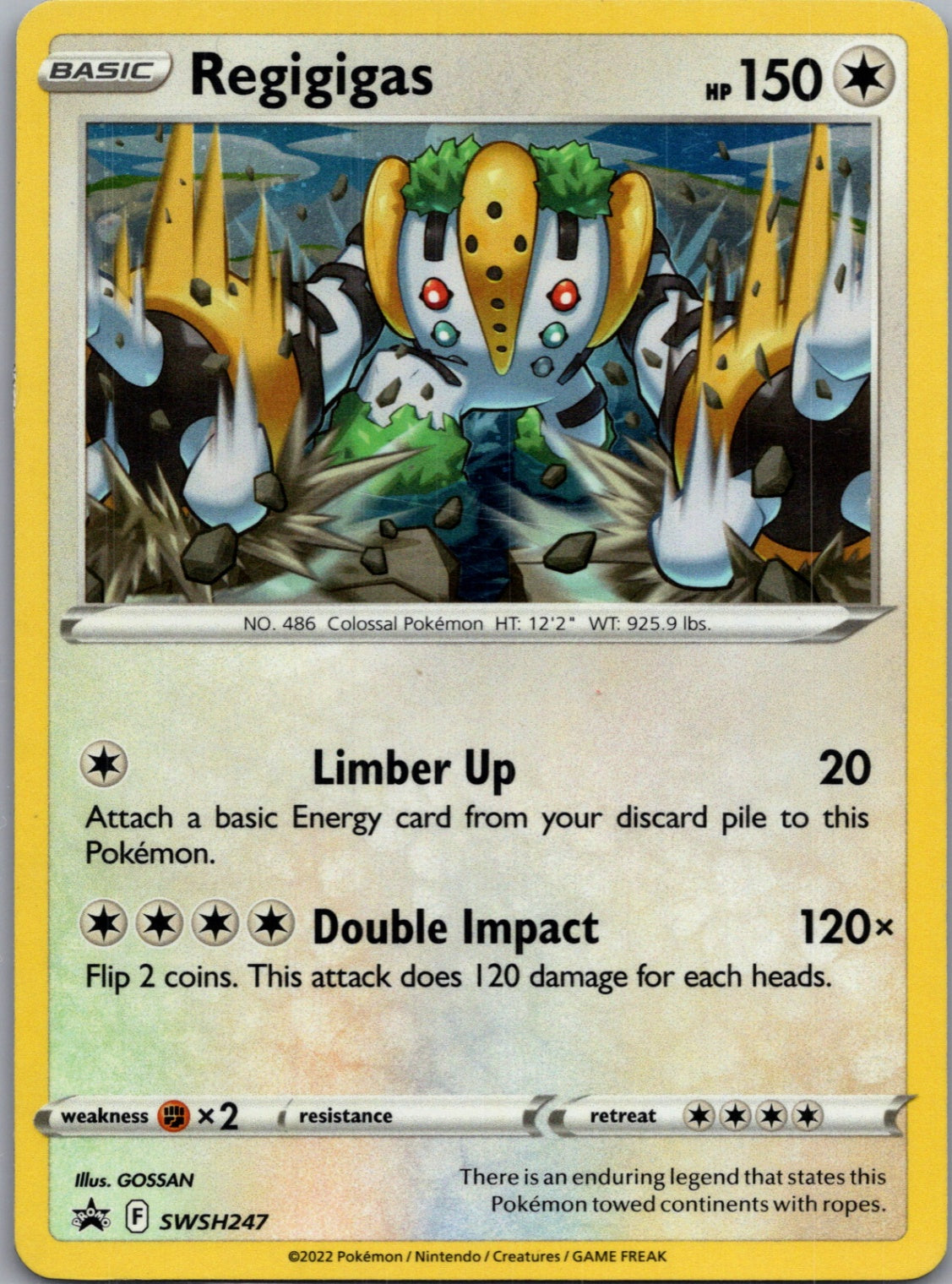 2020 SWSH: Sword & Shield Promo Cards SWSH247 Regigigas -  (Cosmos Holo) Promo D165