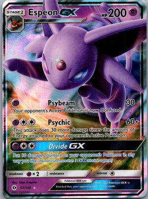 2017 SM Base Set 61/149 Espeon GX Ultra Rare D232
