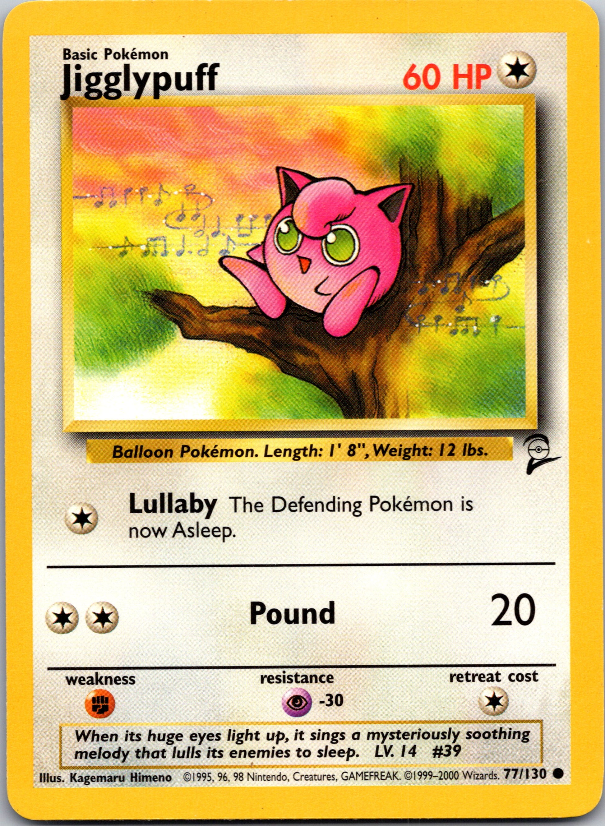 1999 Base Set 2 077/130 Jigglypuff Common A100