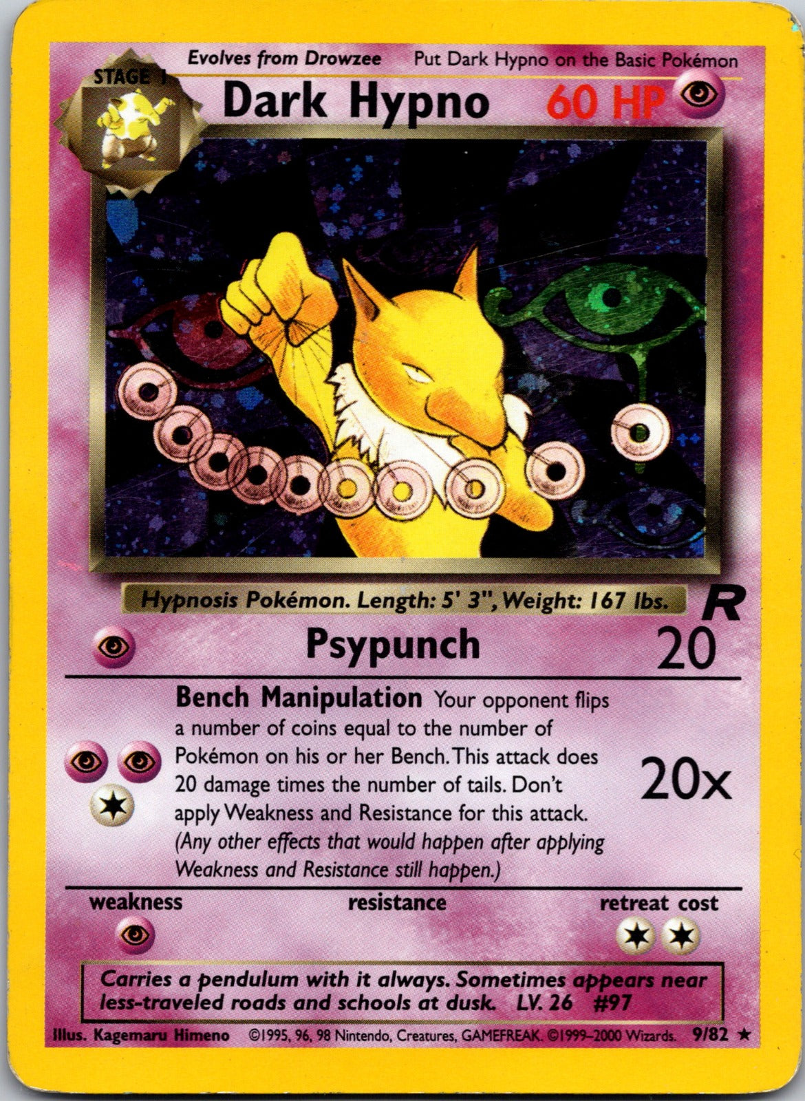 2000 Team Rocket 09/82 Dark Hypno (9) LP