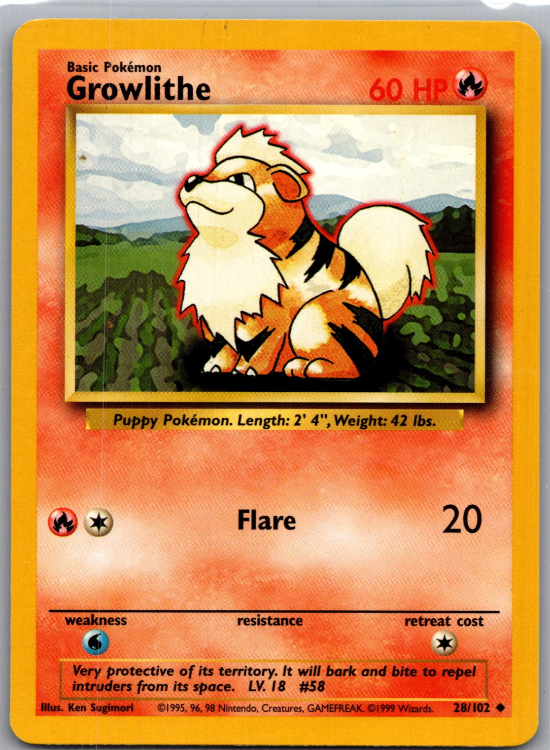 1999 Base Set #028/102 Growlithe Uncommon C6