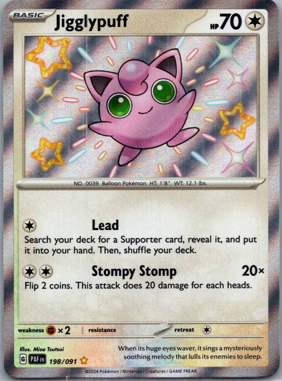 2024 SV: Paldean Fates 198/091 Jigglypuff Shiny Rare F141