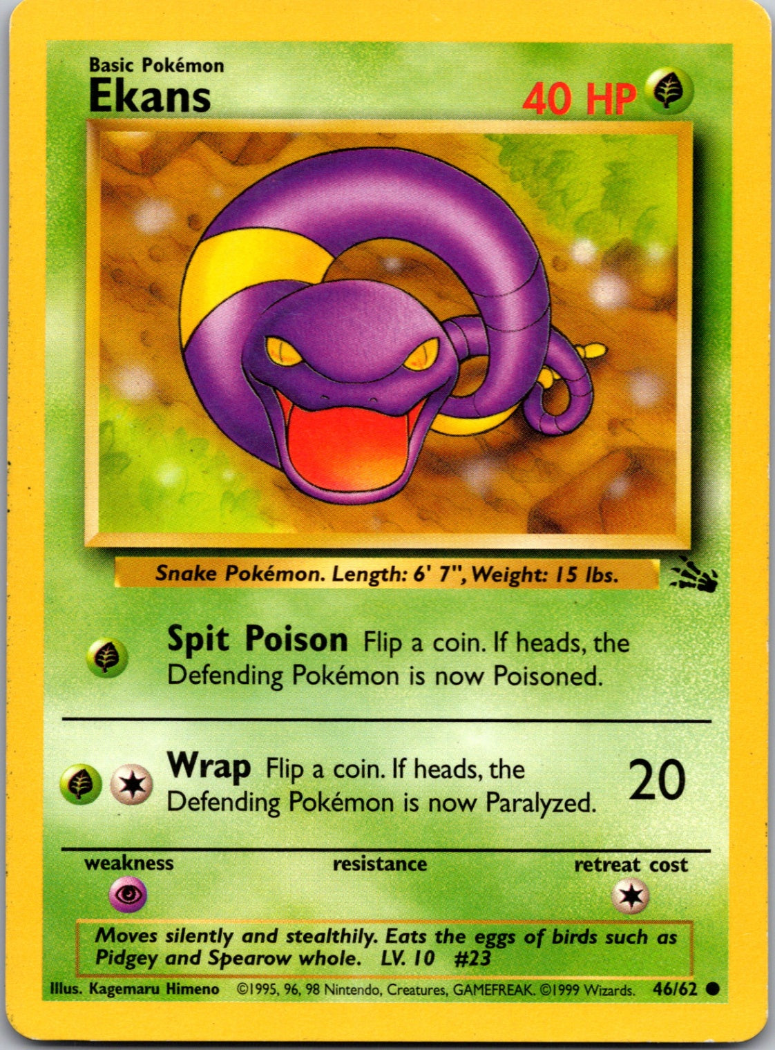 1999 Fossil #46/62 Ekans Common C203