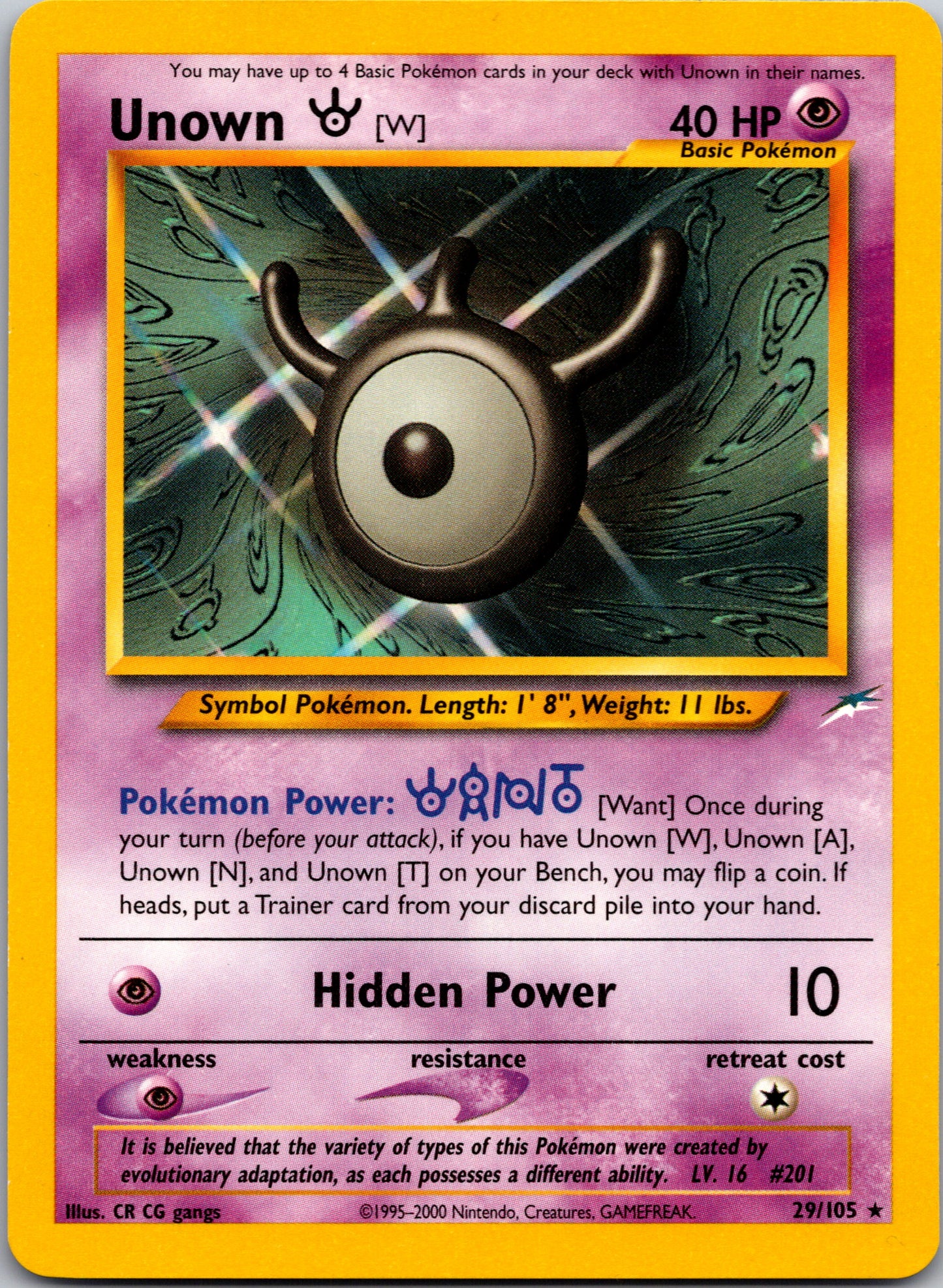 2002 Neo Destiny 029/105 Unown [W] Rare A43