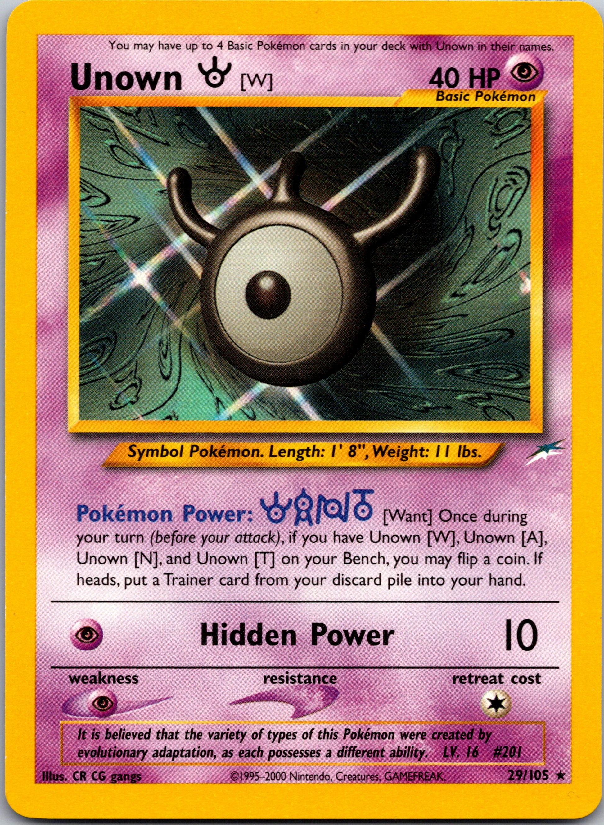 2002 Neo Destiny 029/105 Unown [W] Rare A43